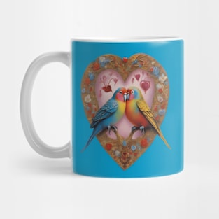 Valentine’s Day parrots cuddling Mug